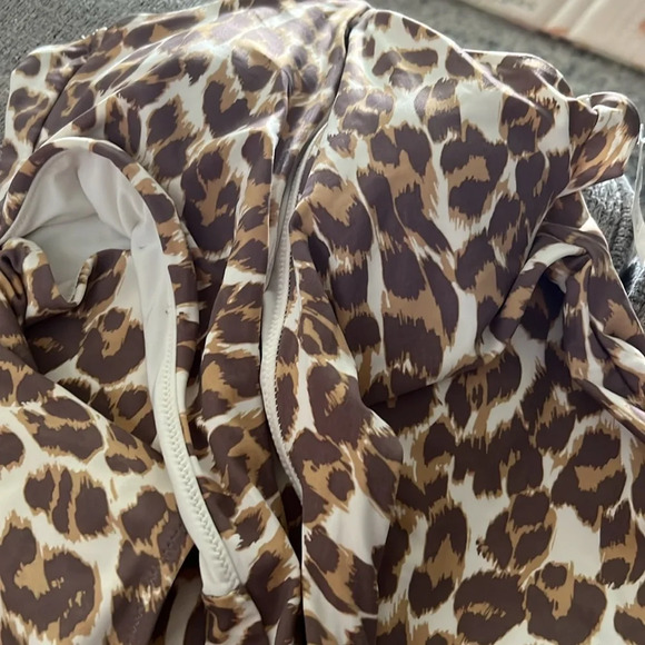 Aerie Animal Print Wrap One Piece Bikini Tan Brown Cheetah Leopard M Medium - Picture 5 of 6